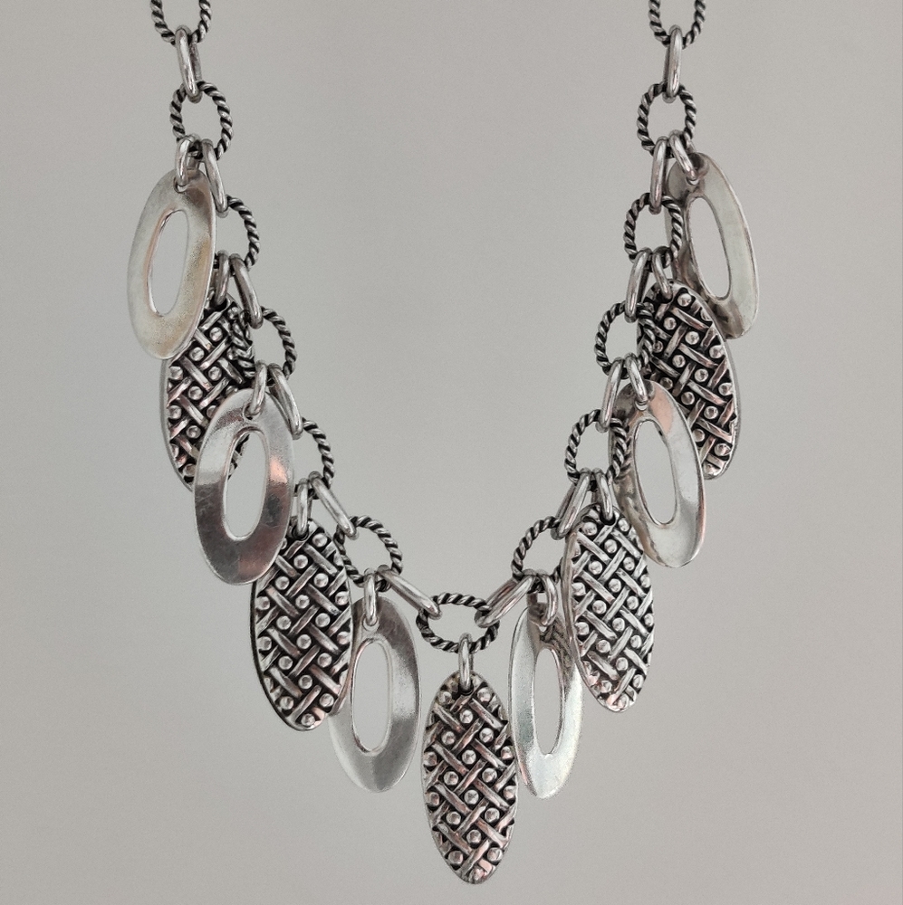 Vintage 925 Sterling Silver Necklace with Dangling Leaf Charms Made In Mexico